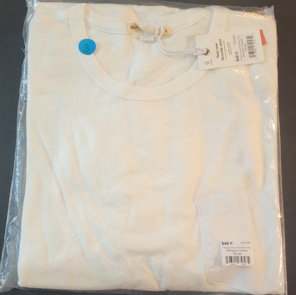 Marine Layer Heavy Sub Pocket Tee Shirt Antique Cream S New - Picture 7 of 9